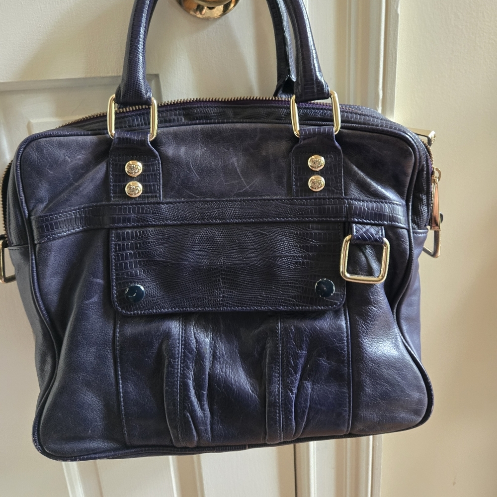 Rebecca Minkoff Navy Leather Satchel with Strap